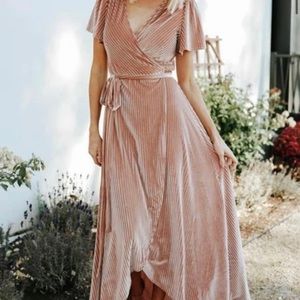 Baltic Born Ribbed Velvet Wrap Dress